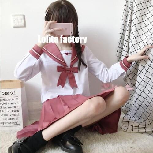 College wind suit Japan first heart love JK uniforms skirt Kansai sailor suit long-sleeved student school uniform jkx116