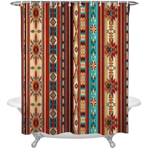 Bohemian Art Geometric Graphics Shower Curtain Home Bath Decorative Waterproof Polyester Fabric Bathroom Curtain