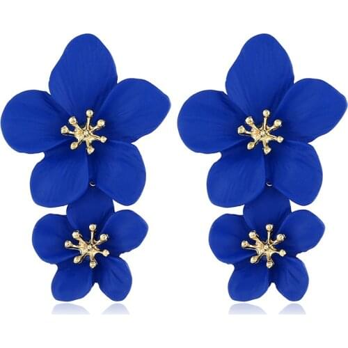 Double layer Flower Earrings for Women Wedding Party Boho Jewelry Statement Dangle Drop Big Earrings Boucle D'oreille Femme 2020