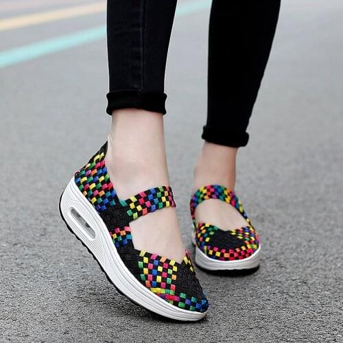 2020 Womens Breathable Comfort Sports Shoes Walking Sneakers Women Fitness Shoe Womens Sock Weaving Slimming Size 35-42
