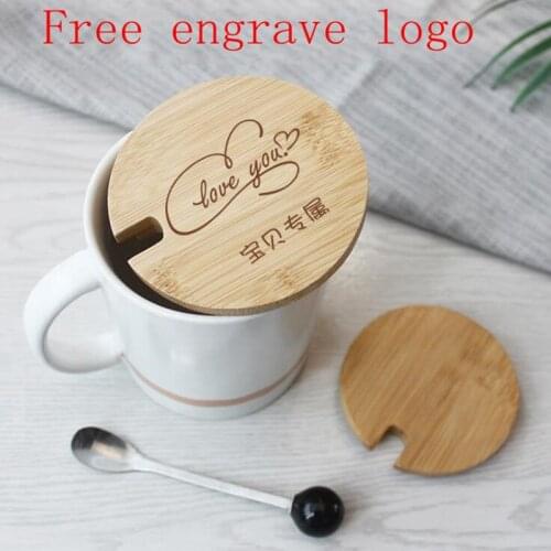 100pcs/lot various sizes bamboo cup coffee mug jar glass cans wooden lid bottle bamboo cover Free engrave logo Factory wholesale