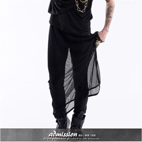 2016 Costume fashion male trend of the harem pants skorts mens stage singer Nightclubs plus size trousers