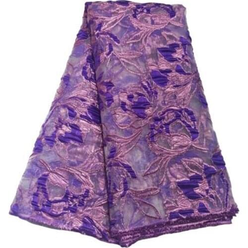 2021 Purple Fashion African Lace Fabric Tissue Brocade Mesh Embroidery Gilding Jacquard French Lace Fabric For Wedding Dress