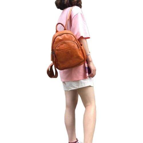 2020 vintage cow leather women small backpack handmade casual bags