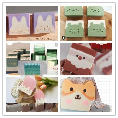 Acylic soap shapers5.7cm 7cm wideth cat bunny wave santa animals silicone loaf soap mold diy soap making tools