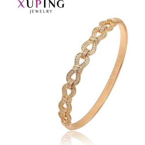 Xuping Fashion Bangle New Arrival High Quality Jewelry Luxury Gold-color Plated Bangle Valentines Gift 52173