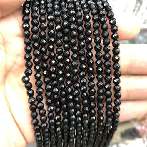 Natural Black Onyx Agat e Faceted Beads,Facted Stone Beads 4mm 6mm 8mm 10mm 12mm Gem Stone Jewelry beads,1of 15"strand