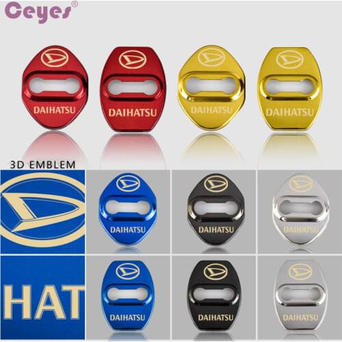 Ceyes Stainless Steel Auto Door Lock Cover 3D Car Styling Case For Daihatsu Terios Charade Mira Car-Styling Sticker Accessories