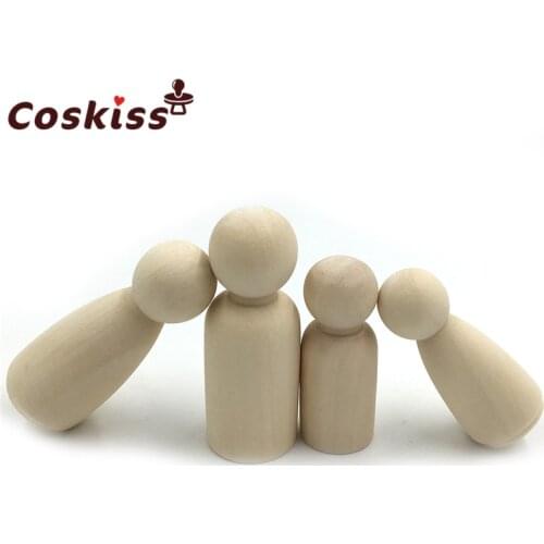 5Set 20pc Family of 4 Wooden Peg Dolls - Unfinished Wooden People - Medium Family Wooden Peg Dolls in a Muslin Bag DIY Crafts