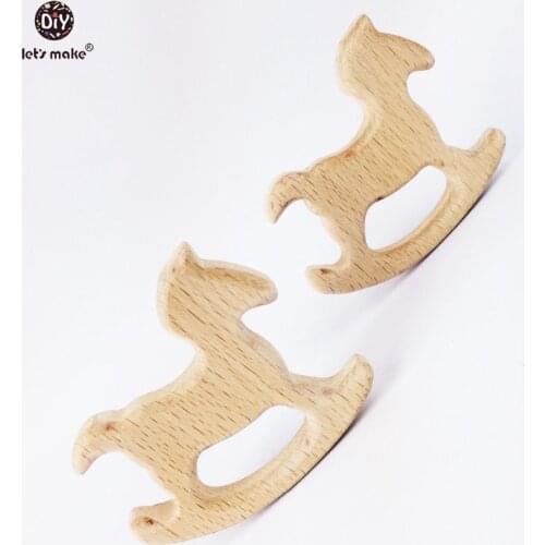 Lets make Baby Wooden Teether Horse 10PC Rocking Horse Teether For Infants Original Wooden Teether Toys Teether Pendant Charms