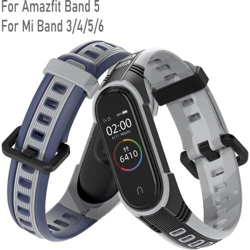 For Mi Band 6 5 Strap for Amazfit Band 5 Two Color Silicone Replacement Bracelet Compatible With Xiaomi Mi Band 3 4 Accessories