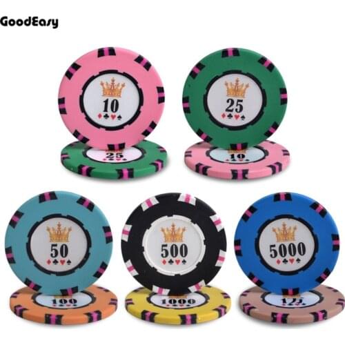 Casino Crown Poker Chips Texas Hold'em Clay with Iron Poker Chips Upscale Set Poker Metal Coins Entertainment Accessories 10Pcs