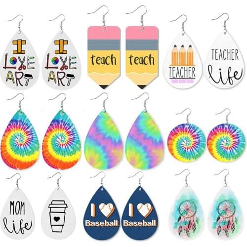 Halloween Faux Leather Earring Water Drop Earrings Bunny Leather Earring Teacher Nurse Pencil Earring for Women Fashion Jewelry