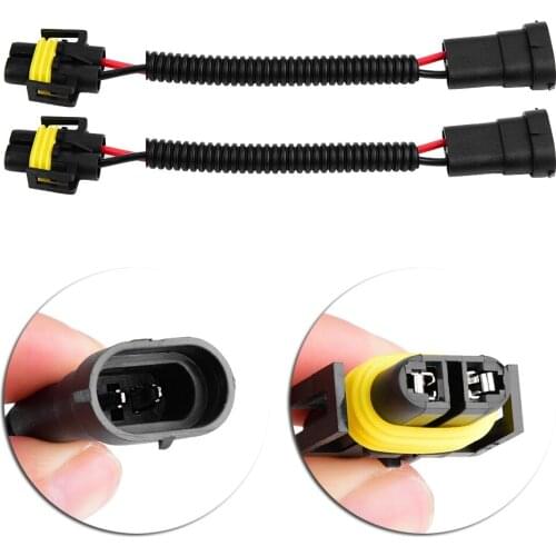 Fog Light Adapter Cable 2Pcs Headlight Fog Lamp Extension Wiring Harness Sockets Connector Adapter for H11 PVC Plastic Black