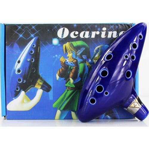 12 Holes Ocarina Kiln-fired Ceramic Alto C Link Boy Ocarina Flute of Time Musical Instrument Toy