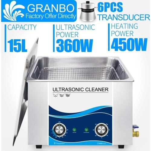 Commercial Ultrasonic cleaner 40khz 15Liter heating feature 30mins Hardware parts dental surgical nails glassware stains oxide