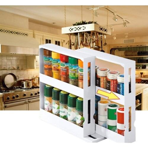 Kitchen Spice Organizer Rack Multi-Function Rotating Storage Shelf Slide Kitchen Cabinet Cupboard Organizer Kitchen Storage Rack
