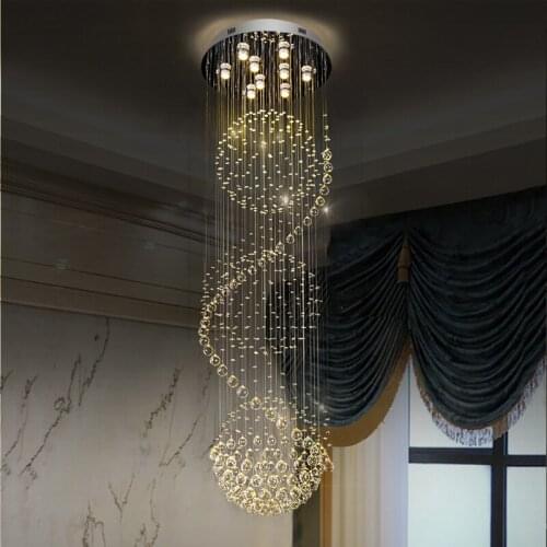 Staircase Chandelier LED Crystal Raindrop Modern Linterior Lighting Decorative Cceiling Suitable For Dining Room Bedroom Living