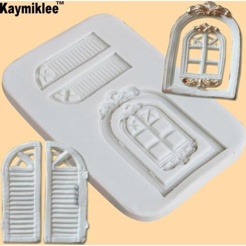 M2058 Retro Window Cake Border Silicone Molds Door shape Frame Fondant Decorating Tools Gumpaste Cupcake Chocolate Mold