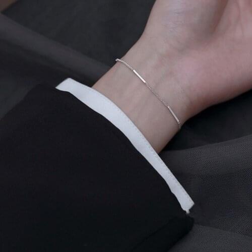 925 Sterling Silver Simple Charm Bracelet &Bangle For Women Girls Party Jewelry SL399