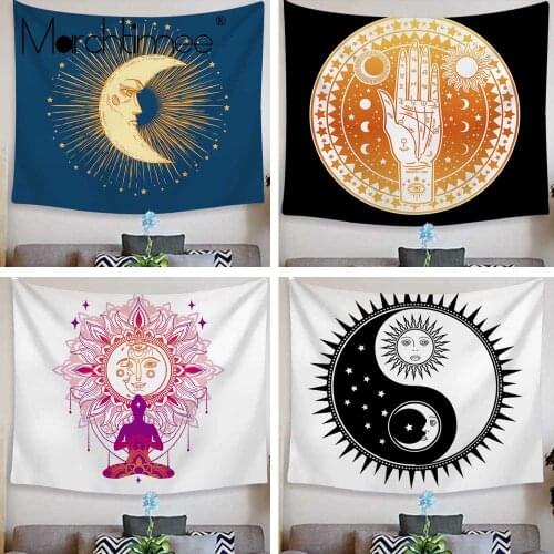 Witchcraft Sun Moon Tarot Wall Hanging Tapestry Phase Change Indian Mandala Tapestries Bedroom Bedspread Throw Cover Home Decor