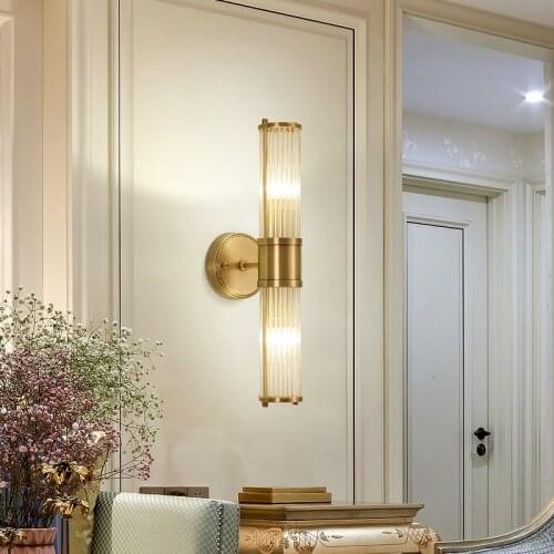 JMZM Copper Wall Lamp Bedroom Simple Bedside Lamp Living room Bathroom Mirror Front Lamp Indoor Lamp