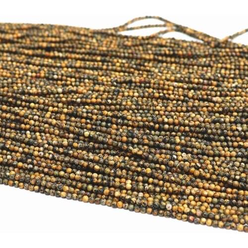 Natural Yellow Leopardskin Stone 2mm 3mm Round Beads Diy Jewelry Loose Beads 15" B483