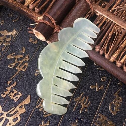 Natural Jade Stone Comb Guasha Board Head Massager Anti-wrinkle Hand Back Body Health Care Massage Tool Scalp Relaxation Tool