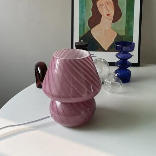 Bubtton Conrol Glass Table Lamp Bedside Desk Lamp Night Light USB Powered 8W