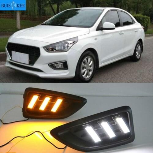 LED DRL Daytime Running Light Fog Lamp 12V Car Running Lights for Hyundai Accent Solaris Verna 2017 2018