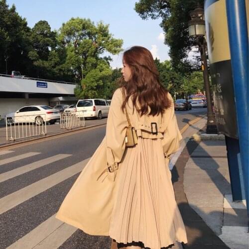 Spring Trench Coat Female 2020 Long Outwear Womens thin Chiffon splice Coat loose overcoat Woman fashion Windbreaker Tops V891