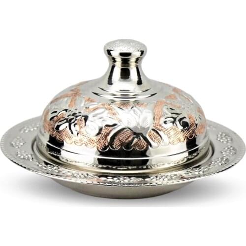 Engraved Copper Plate ,Embroidered Copper Sahan Sugar Bowl,Nickel Hammered Copper Plate