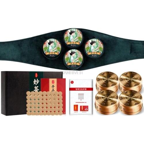 Embroidery Velvet Bag Copper Moxibustion Box Moxa Burner Acupuncture Roller Stick Holder Neck Arm Body Acupoint Massage Therapy