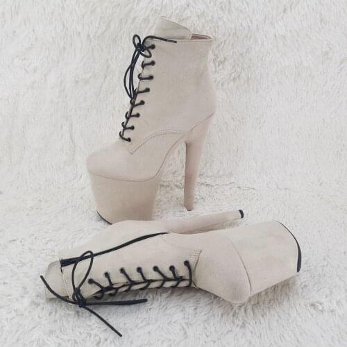 Leecabe 20CM/8inches Suede upper Pole dancing shoes High Heel platform Boots Closed toe Pole Dance boots