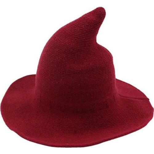 Female Witch Hat Halloween Knitting Party Masquerade Cosplay Costume Performance Wizard hat Fisherman Hat