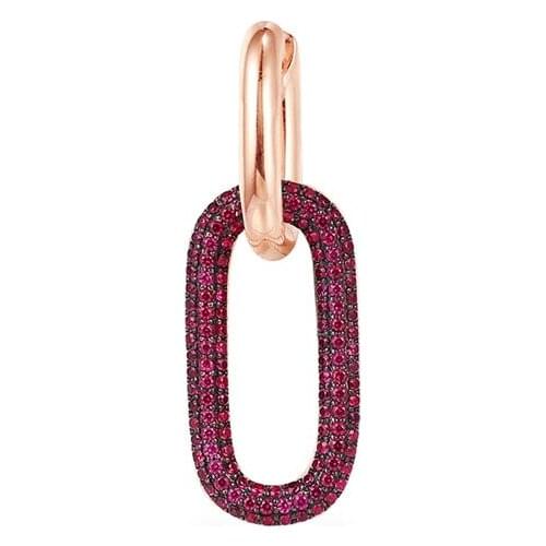 SLJELY High Quality Real 925 Sterling Silver Burgundy Chains Link Mono Earring Women Fashion Rock Zircon Rose Gold Color Jewelry