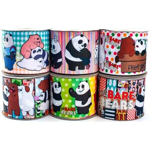 10Yards 25mm/38mm/50mm/75mm Lovely Cartoon Bear Printed Grosgrain/Satin Ribbon Gift Packing Wrap 200510 200511