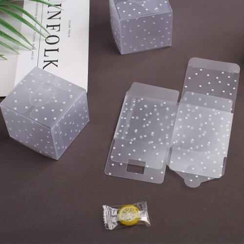 10pcs Square PVC Transparent Plastic Dot Dragee Candy Gift Box Deco Mariage Wedding Party Gift Bags Cake Chocolate Wrapping