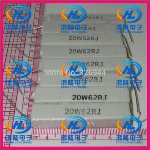 10pcs/lot) 20W 62 ohm +/-5% Horizontal cement resistor / 20W 62R ohm 5% Cement resistance / 20W 62RJ Ceramic resistor