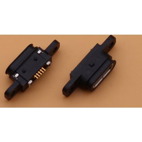 5pcs Micro USB 5pin Charging Jack Socket Dock Port 5P IP67 Waterproof Female Connector With Screw Hole