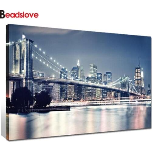 5D diy Diamond Painting kits diamond mosaic blue New York city night landscape full square drill diamond embroidery cross stitch