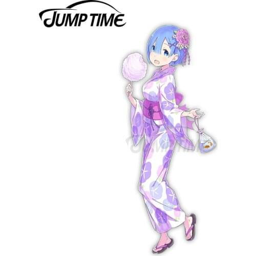 Jump Time 13 x5.7cm For Re Zero Rem Yukata Anime Car Stickers Waterproof Motorcycle Decal Windows Personality Cartoon Decoration