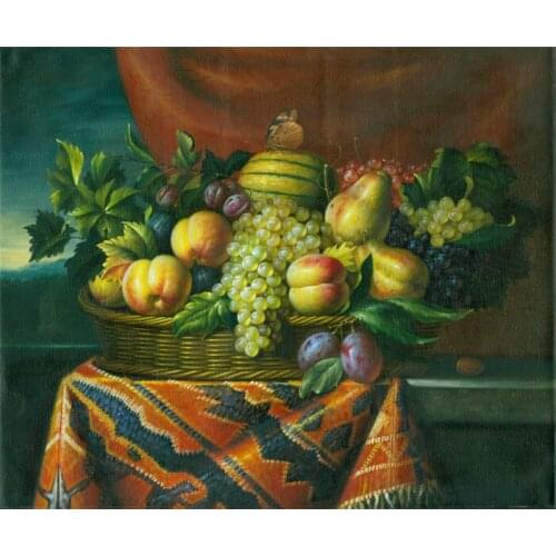 Free shipping realist fruit basket oil painting still life canvas printings printed on canvas home wall art decoration picture