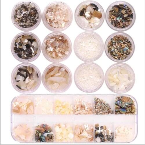 13pcs/lot Shell Stone DIY Nails Art Sequins for Nail UV Gel Polish Nail Flakies Decoration of Nail Accessories