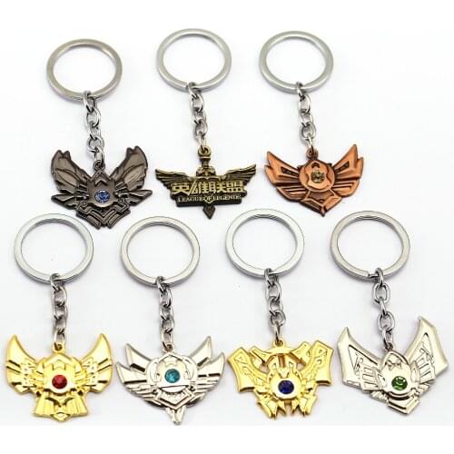 12pcs/lot Hot Game LOL Keychain Legends Key Chain League 7 Rank Key Ring Holder Pendant Chaveiro Jewelry Souvenir