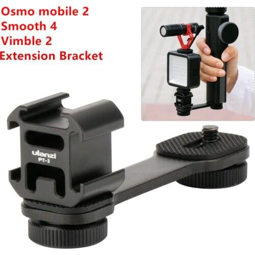 DJI Osmo Mobile 2 Accessories Triple Hot Shoe Mount Adapter Microphone Extension Bracket for vimble 2 Zhiyun Smooth 4 Crane 3 2