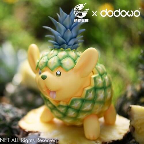 Toys Animal Planet Pineapple Dog Action Figure Anime Resin Figurine Doll For Gift 14x15x11cm