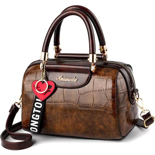 Leather Bags For Women 2021 Handbag Luxury Designer Brand High Quality Stone Pattern Elegant Zipper Female Shoulder Bag Women