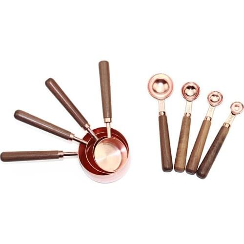 Creative Multipurpose 4pcs Rose Gold Plated Baking Measuring Spoon Set Kitchen Cooking Measuring Tool Measuring Cup Sets