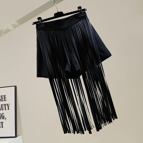 Fashion Design Elegant Tassel High Waist Casual Wide Leg Short Pantskirt Womens Korean Style All-Matching Shorts Femme